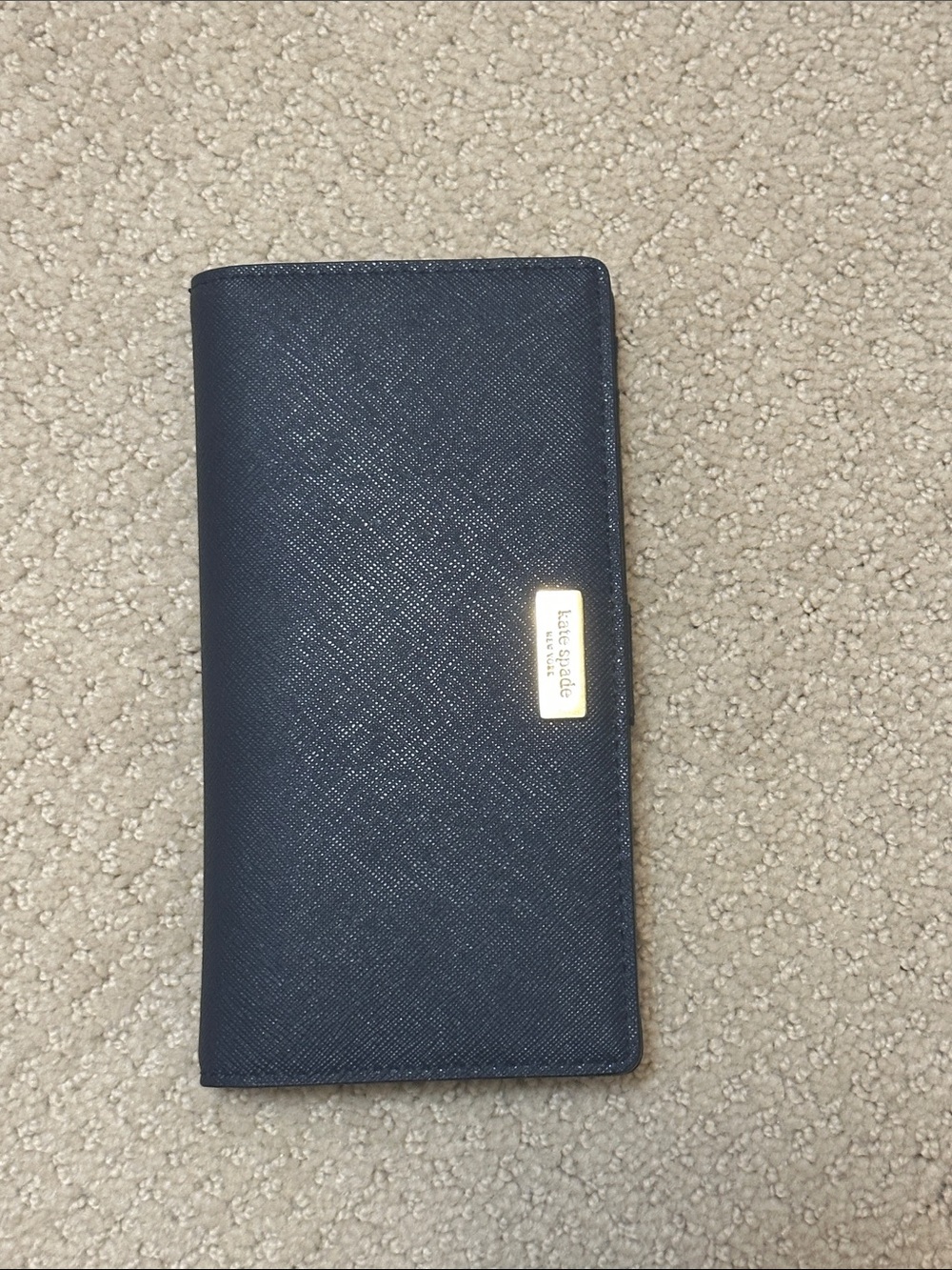 kate spade navy saffiano long wallet